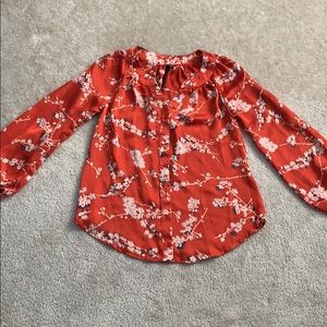 Women’s Orange Silk Button Down Blouse